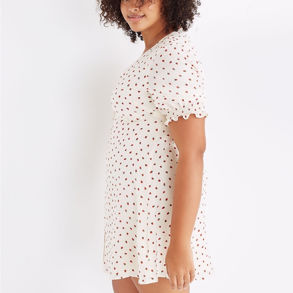 Madewell Silk Strawberry Button-Front Dress